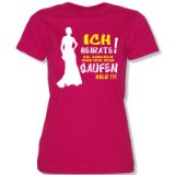 Ich heirate die anderen sind nur zum Saufen hier -Damen T-Shirt Sorbet / Weiss-Gelb Gr. M