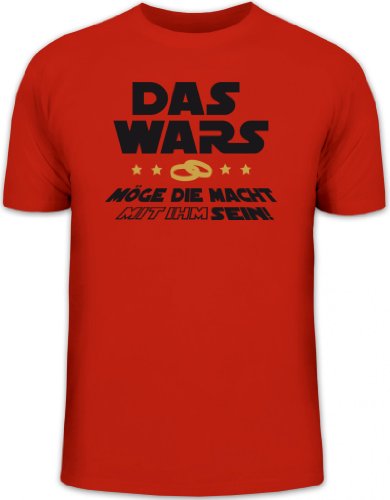Shirtstreet24, JGA 12, DAS WARS – MÖGE DIE MACHT MIT IHM SEIN! Junggesellenabschied KOMBI Funshirt, Größe: XL,rot