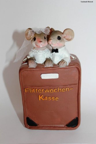 Spardose Flitterwochen-Kasse mit Brautpaar Mäuse