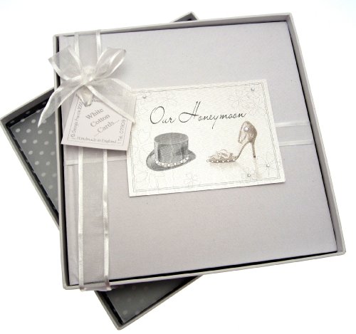 White Cotton Cards Wedding Bliss Album für Hochzeitsreise, mittelgroß, Design Zylinder und Schuh